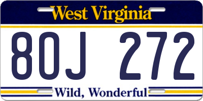 WV license plate 8OJ272