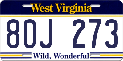 WV license plate 8OJ273