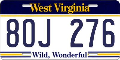 WV license plate 8OJ276
