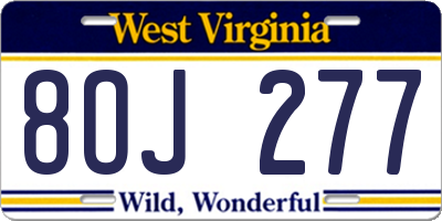 WV license plate 8OJ277