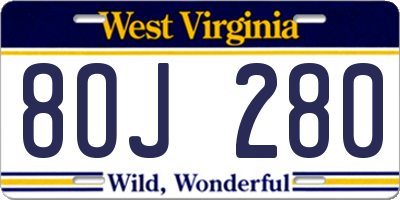 WV license plate 8OJ280