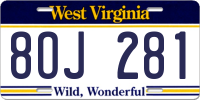 WV license plate 8OJ281