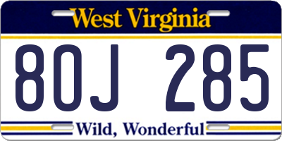 WV license plate 8OJ285
