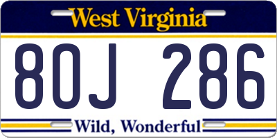 WV license plate 8OJ286
