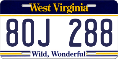 WV license plate 8OJ288