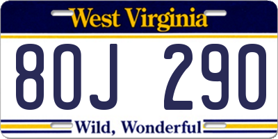 WV license plate 8OJ290