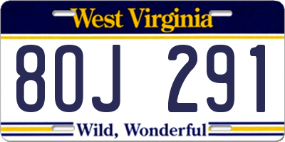 WV license plate 8OJ291
