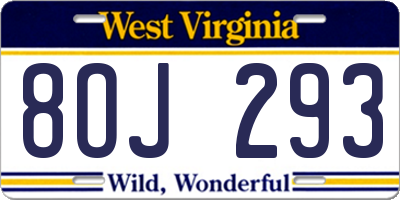 WV license plate 8OJ293