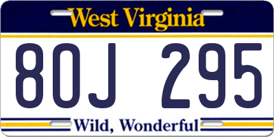 WV license plate 8OJ295