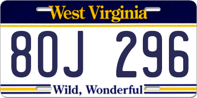 WV license plate 8OJ296