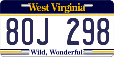 WV license plate 8OJ298