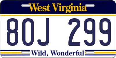 WV license plate 8OJ299
