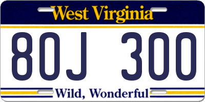 WV license plate 8OJ300