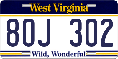 WV license plate 8OJ302