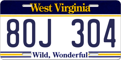 WV license plate 8OJ304