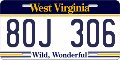WV license plate 8OJ306