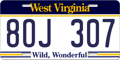 WV license plate 8OJ307