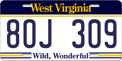 WV license plate 8OJ309