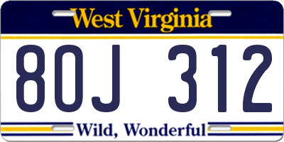 WV license plate 8OJ312