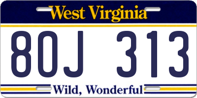 WV license plate 8OJ313