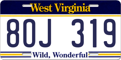 WV license plate 8OJ319