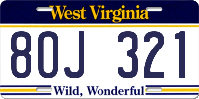 WV license plate 8OJ321