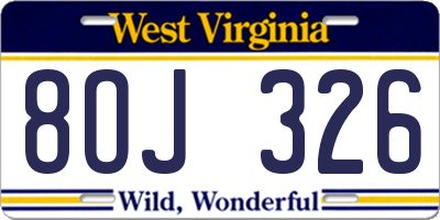 WV license plate 8OJ326