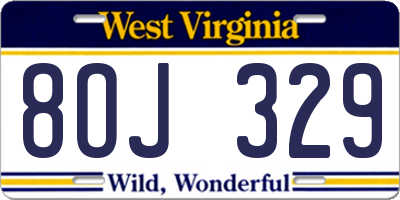 WV license plate 8OJ329