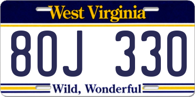 WV license plate 8OJ330