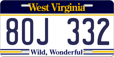 WV license plate 8OJ332