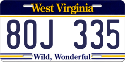 WV license plate 8OJ335