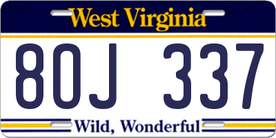 WV license plate 8OJ337