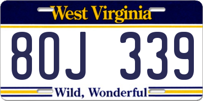 WV license plate 8OJ339