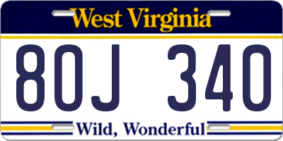 WV license plate 8OJ340
