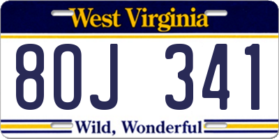 WV license plate 8OJ341