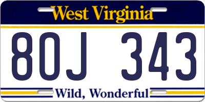 WV license plate 8OJ343