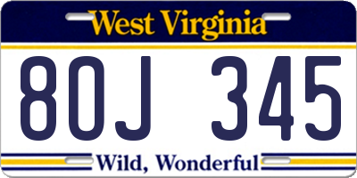 WV license plate 8OJ345