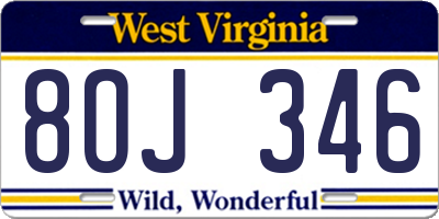 WV license plate 8OJ346