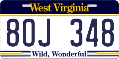 WV license plate 8OJ348