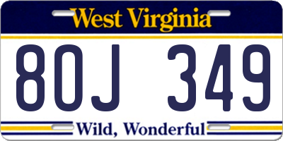WV license plate 8OJ349