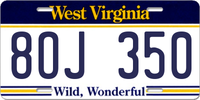 WV license plate 8OJ350