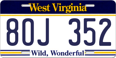 WV license plate 8OJ352