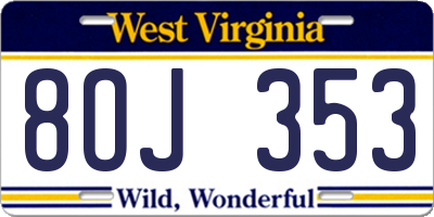 WV license plate 8OJ353