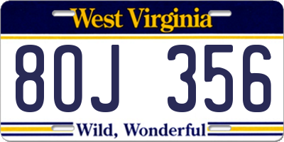 WV license plate 8OJ356