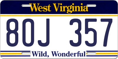 WV license plate 8OJ357
