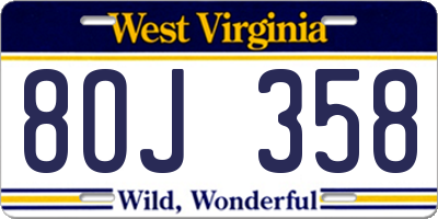 WV license plate 8OJ358