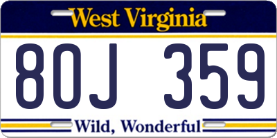 WV license plate 8OJ359