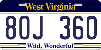WV license plate 8OJ360
