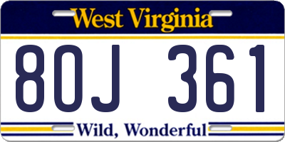 WV license plate 8OJ361