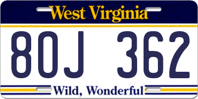 WV license plate 8OJ362
